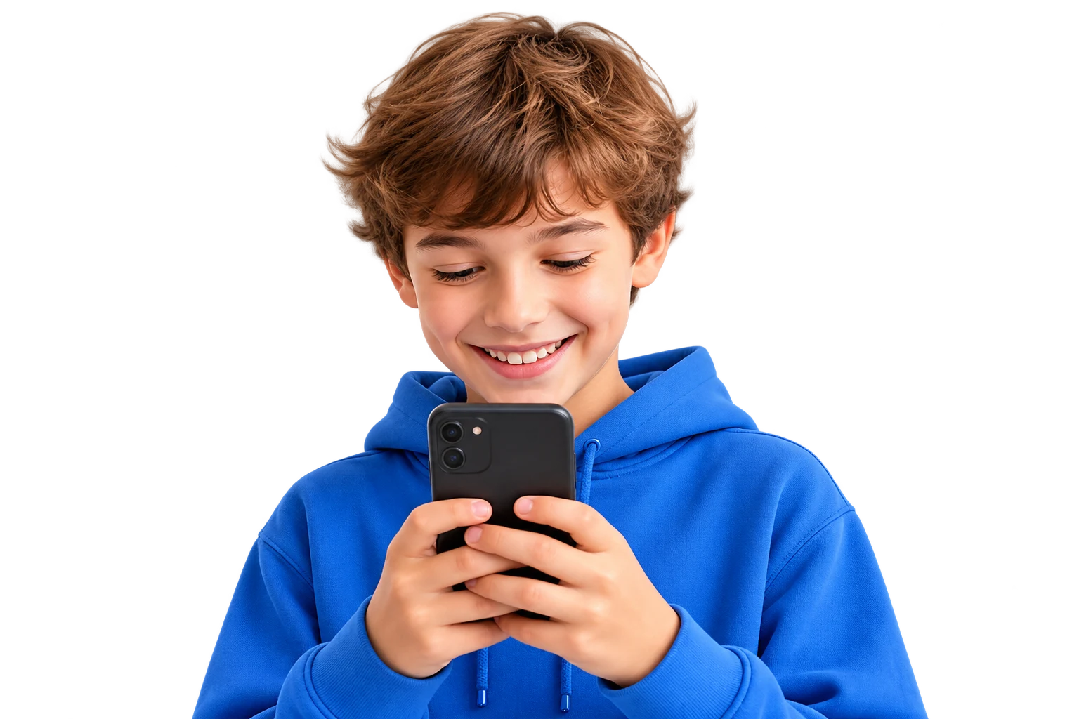 A boy looking at his phone
