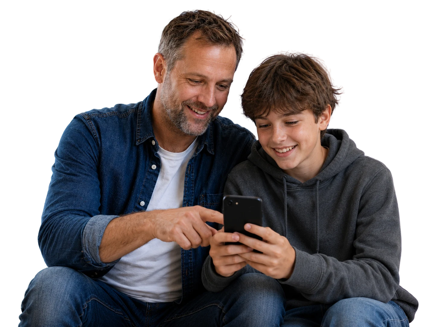 Parent and teenager reviewing KeepOn